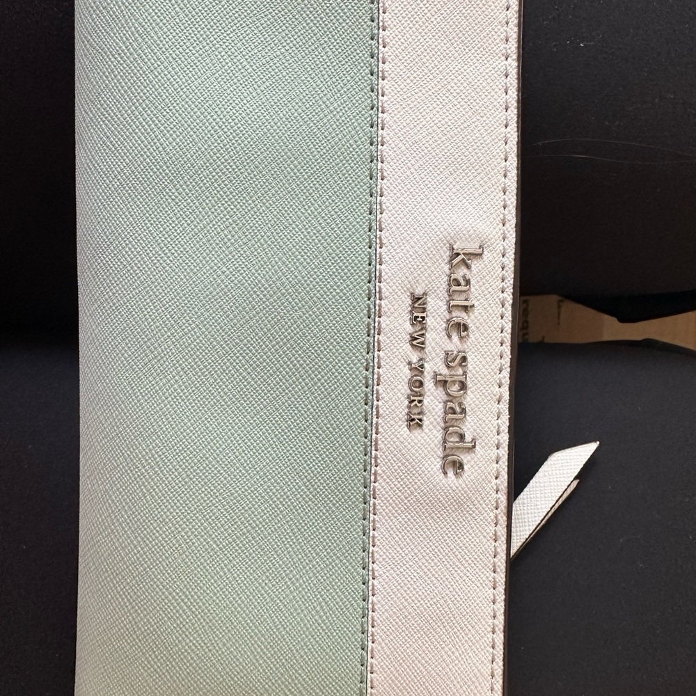 kate spade Mint and Cream Zip-Around Wallet